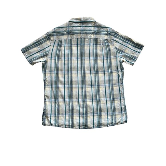 Kuhl Shirt Mens Large Short Sleeve Button Up Blue Plaid Linen Cotton Outdoors - Picture 7 of 12